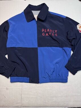 PEARLY GATES Golf Windbreaker In Two-Tone Blue Size: Small Flawed - Missing Hood